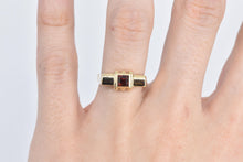 Load image into Gallery viewer, 14K Princess Garnet Squared Vintage Fashion Ring Yellow Gold