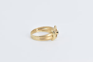 14K Vintage Diamond Belt Buckle Fashion Statement Ring Yellow Gold