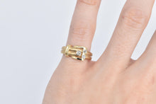 Load image into Gallery viewer, 14K Vintage Diamond Belt Buckle Fashion Statement Ring Yellow Gold