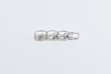 Load image into Gallery viewer, 10K Tiered Dancing Diamond Three Stone Twist Pendant White Gold