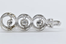 Load image into Gallery viewer, 10K Tiered Dancing Diamond Three Stone Twist Pendant White Gold