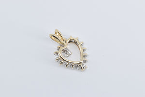 14K Classic Diamond Heart Love Symbol Curved Pendant Yellow Gold