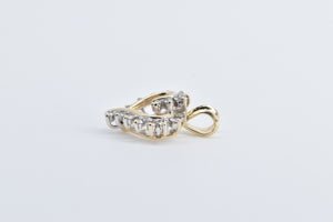 14K Classic Diamond Heart Love Symbol Curved Pendant Yellow Gold