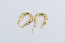 Load image into Gallery viewer, 14K Puffy Draped Scalloped Oval Hollow Hoop Earrings Yellow Gold
