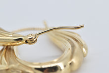 Load image into Gallery viewer, 14K Puffy Draped Scalloped Oval Hollow Hoop Earrings Yellow Gold