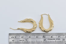 Load image into Gallery viewer, 14K Puffy Draped Scalloped Oval Hollow Hoop Earrings Yellow Gold