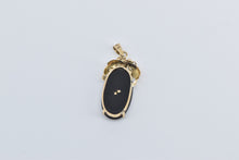 Load image into Gallery viewer, 14K Chinese Fortune Character Black Onyx Ornate Pendant Yellow Gold