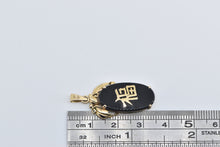 Load image into Gallery viewer, 14K Chinese Fortune Character Black Onyx Ornate Pendant Yellow Gold
