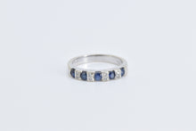 Load image into Gallery viewer, 18K Sapphire Diamond Classic Wedding Band Ring White Gold