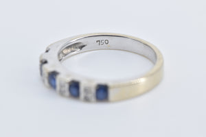 18K Sapphire Diamond Classic Wedding Band Ring White Gold