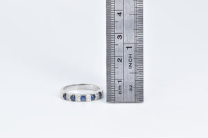 18K Sapphire Diamond Classic Wedding Band Ring White Gold