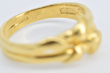 Load image into Gallery viewer, 24K Ornate Chinese Bow Ribbon Forget Me Not Ring Yellow Gold