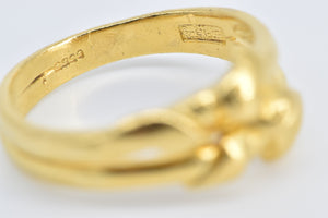 24K Ornate Chinese Bow Ribbon Forget Me Not Ring Yellow Gold