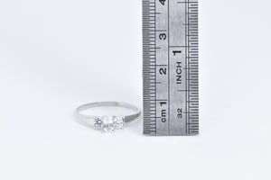 10K Oval White Sapphire Travel Engagement CZ Ring White Gold