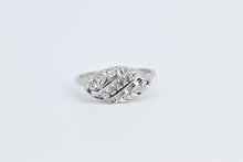 Load image into Gallery viewer, 14K Vintage Diamond Heart Design Oval Statement Ring White Gold