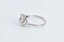 Load image into Gallery viewer, 14K Vintage Diamond Heart Design Oval Statement Ring White Gold