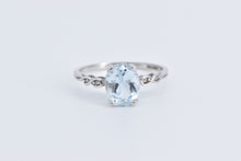 Load image into Gallery viewer, 10K Oval Blue Topaz Diamond Accent Statement Ring White Gold