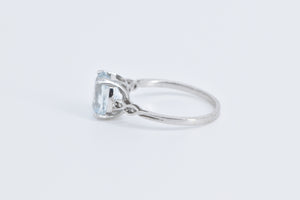 10K Oval Blue Topaz Diamond Accent Statement Ring White Gold