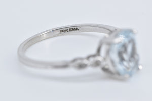 10K Oval Blue Topaz Diamond Accent Statement Ring White Gold