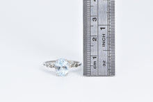 Load image into Gallery viewer, 10K Oval Blue Topaz Diamond Accent Statement Ring White Gold