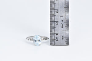 10K Oval Blue Topaz Diamond Accent Statement Ring White Gold