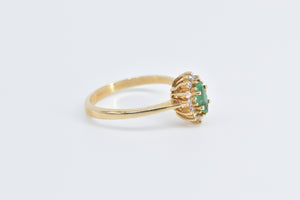 14K Marquise Natural Emerald Diamond Halo Ring Yellow Gold