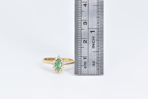 14K Marquise Natural Emerald Diamond Halo Ring Yellow Gold