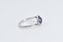 Load image into Gallery viewer, 10K Oval Syn. Star Sapphire Vintage Bypass Ring White Gold