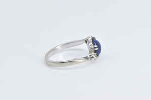 10K Oval Syn. Star Sapphire Vintage Bypass Ring White Gold