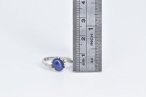 10K Oval Syn. Star Sapphire Vintage Bypass Ring White Gold