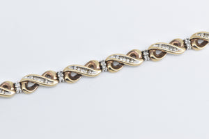 10K 0.50Ctw Natural Diamond Infinity Link Tennis Bracelet 7.25" Yellow Gold