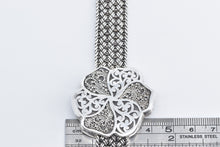 Load image into Gallery viewer, Sterling Silver Lois Hill Ornate Flower Woven Chain Filigree Bracelet 6&quot;