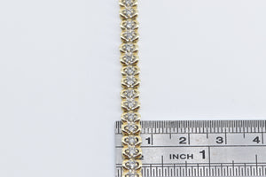 14K Classic Vintage Diamond Tennis Bracelet 7.5" Yellow Gold