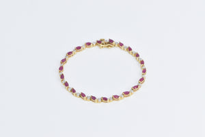 14K 3.20 Ctw Natural Ruby Diamond Tennis Bracelet 6.75" Yellow Gold