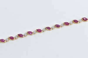 14K 3.20 Ctw Natural Ruby Diamond Tennis Bracelet 6.75" Yellow Gold