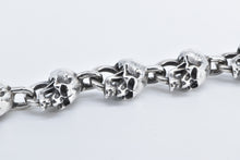 Load image into Gallery viewer, Sterling Silver Primal Ornate Skull Chain Men&#39;s Biker Bracelet 7&quot;