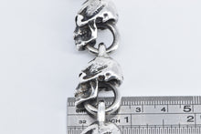 Load image into Gallery viewer, Sterling Silver Primal Ornate Skull Chain Men&#39;s Biker Bracelet 7&quot;