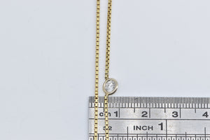 14K 0.29 Ct Natural Diamond Solitaire Box Chain Necklace 18" Yellow Gold