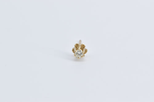 14K Vintage Diamond Buttercup Single Stud Earring Yellow Gold