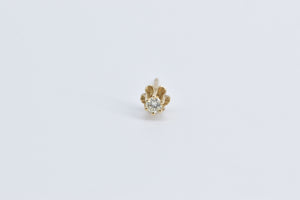 14K Vintage Diamond Buttercup Single Stud Earring Yellow Gold