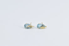 Load image into Gallery viewer, 14K Pear Blue Topaz Solitaire Vintage Stud Earrings Yellow Gold