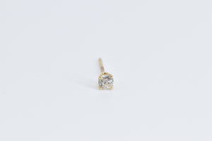 14K Diamond Solitaire Classic Single Stud Earring Yellow Gold