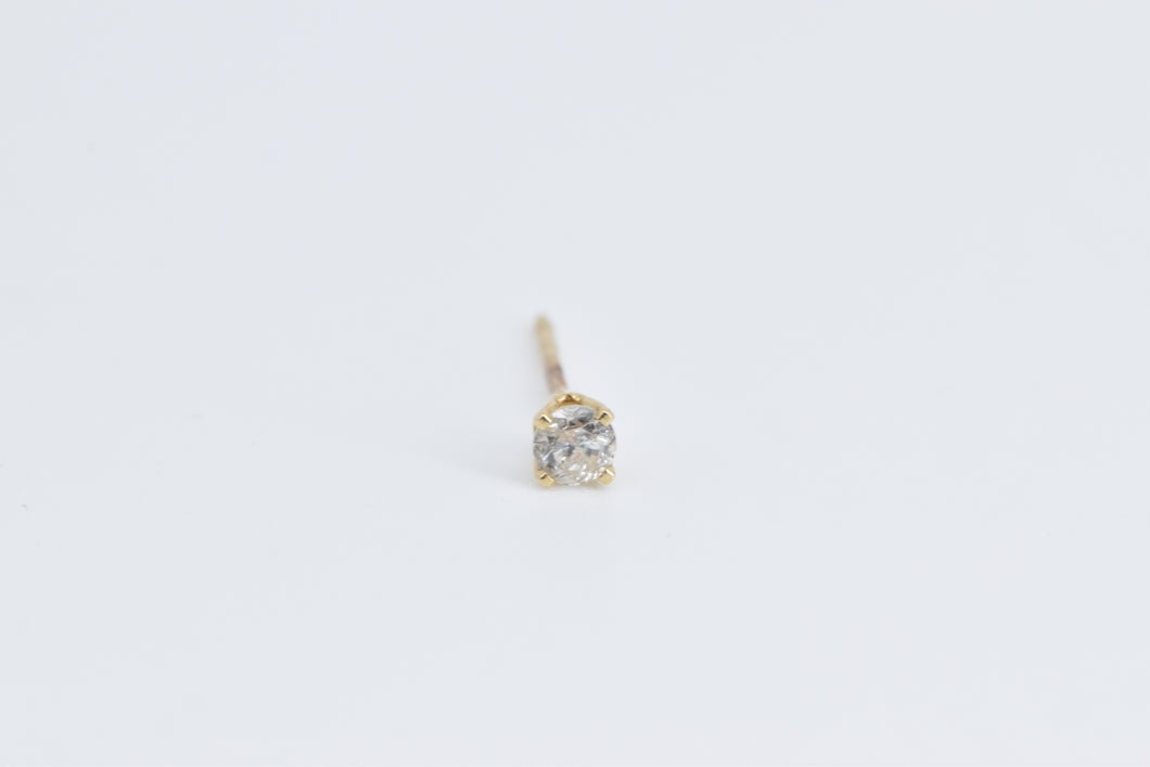 14K Diamond Solitaire Classic Single Stud Earring Yellow Gold