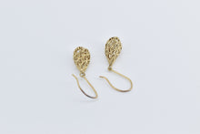 Load image into Gallery viewer, 10K Filigree Curvy Tear Drop Dangle Vintage Earrings Yellow Gold