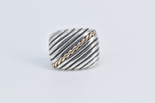 Load image into Gallery viewer, Sterling Silver Vintage 14k Gold Striped Squared Statement Ring