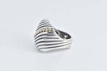 Load image into Gallery viewer, Sterling Silver Vintage 14k Gold Striped Squared Statement Ring