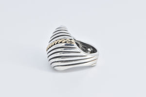 Sterling Silver Vintage 14k Gold Striped Squared Statement Ring