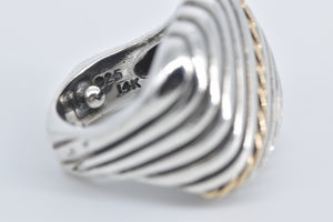 Sterling Silver Vintage 14k Gold Striped Squared Statement Ring