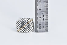 Load image into Gallery viewer, Sterling Silver Vintage 14k Gold Striped Squared Statement Ring