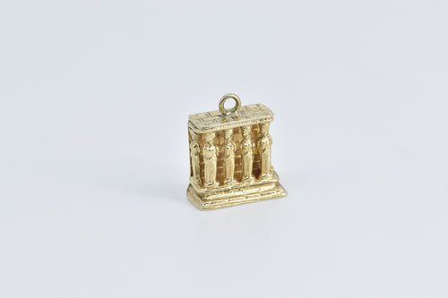 14K 3D Egyptian Temple Queen Hatshepsut Travel Charm/Pendant Yellow Gold